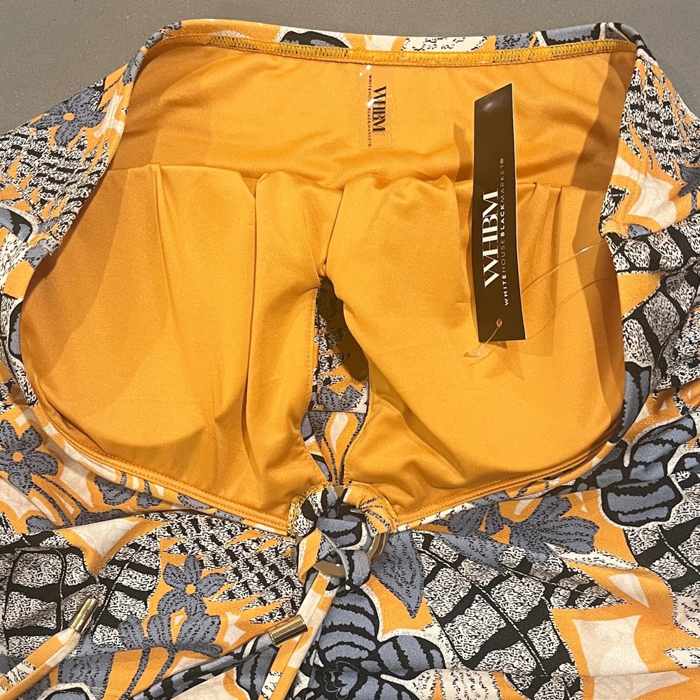 White House Black Market Swim Floral Halter Top in Yellow and Blue - Picture 2 of 10